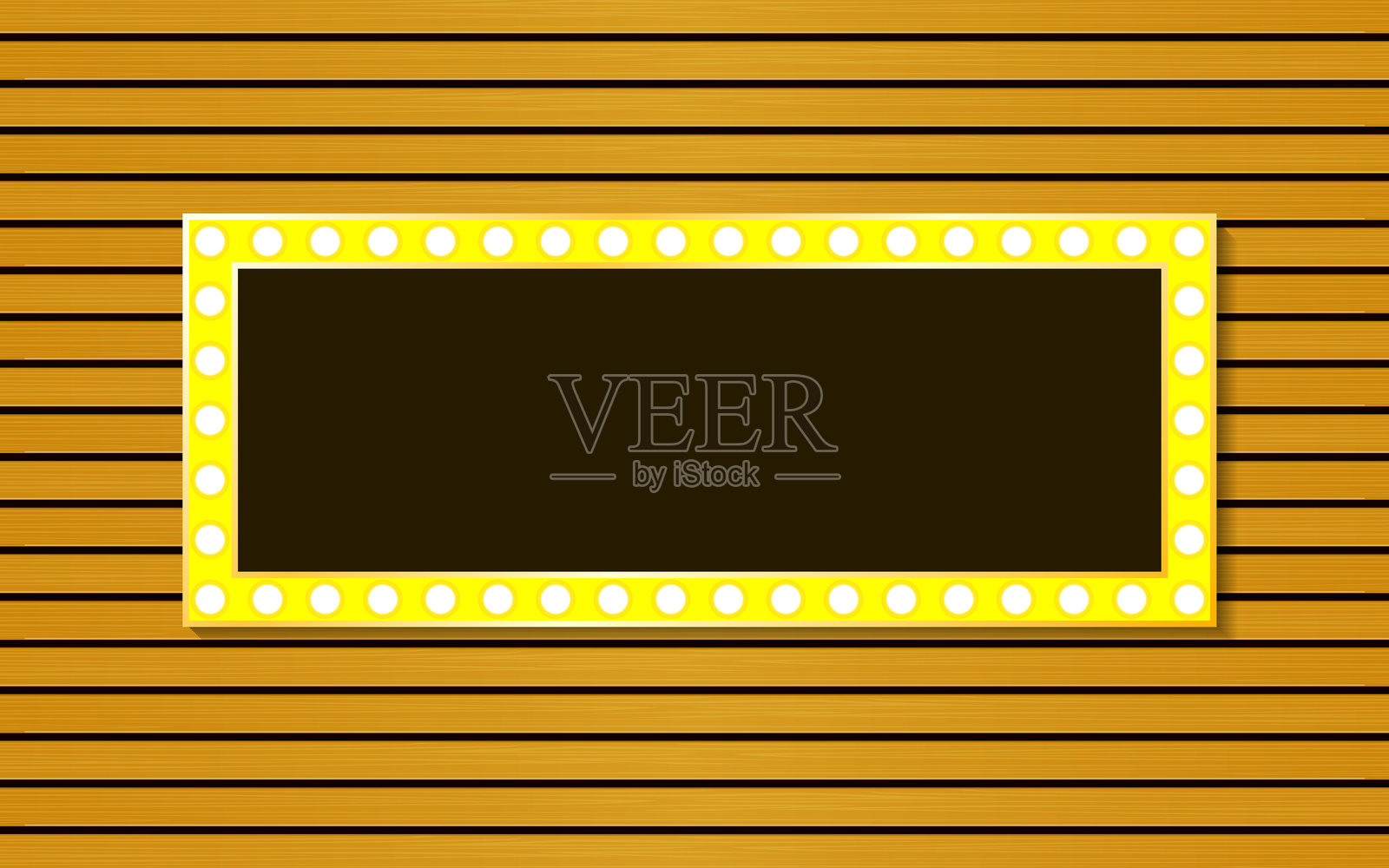 木质面板设计上的黄色复古灯框插画图片素材