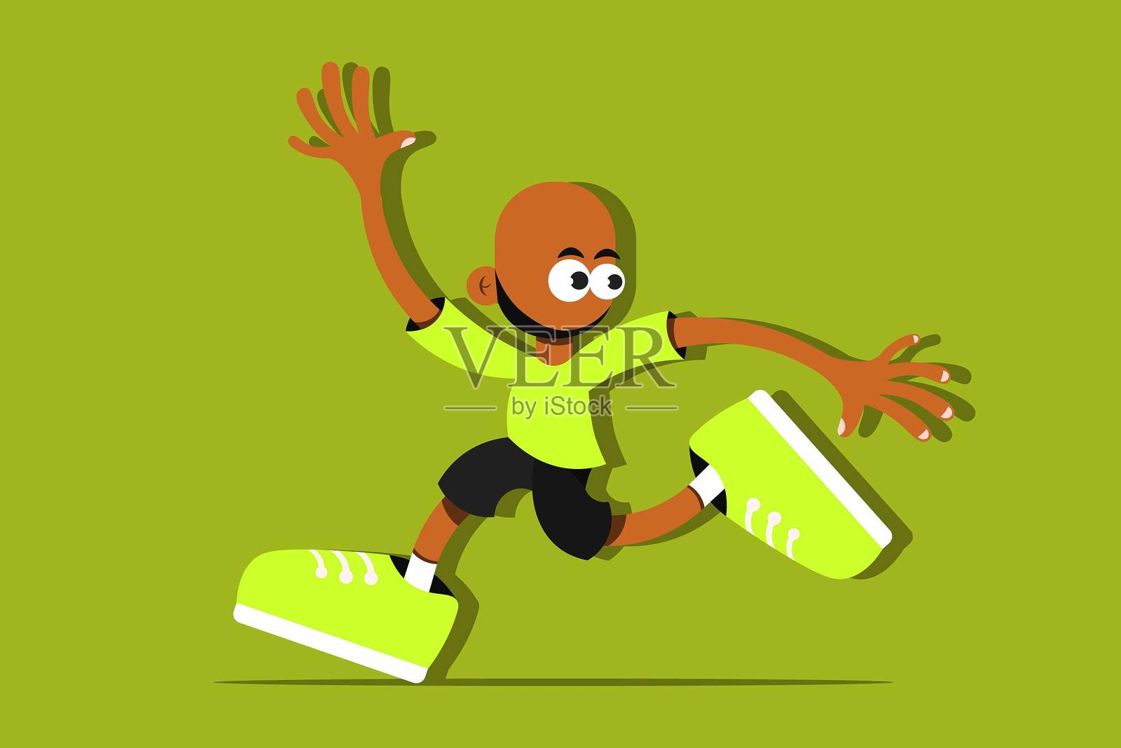 男孩在奔跑插画图片素材