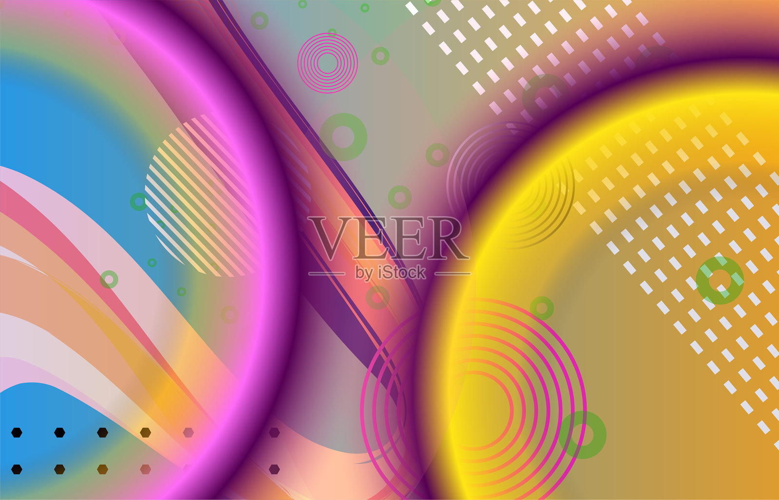 抽象几何背景,包含圆形和线条。适用于您的设计的矢量插图。插画图片素材