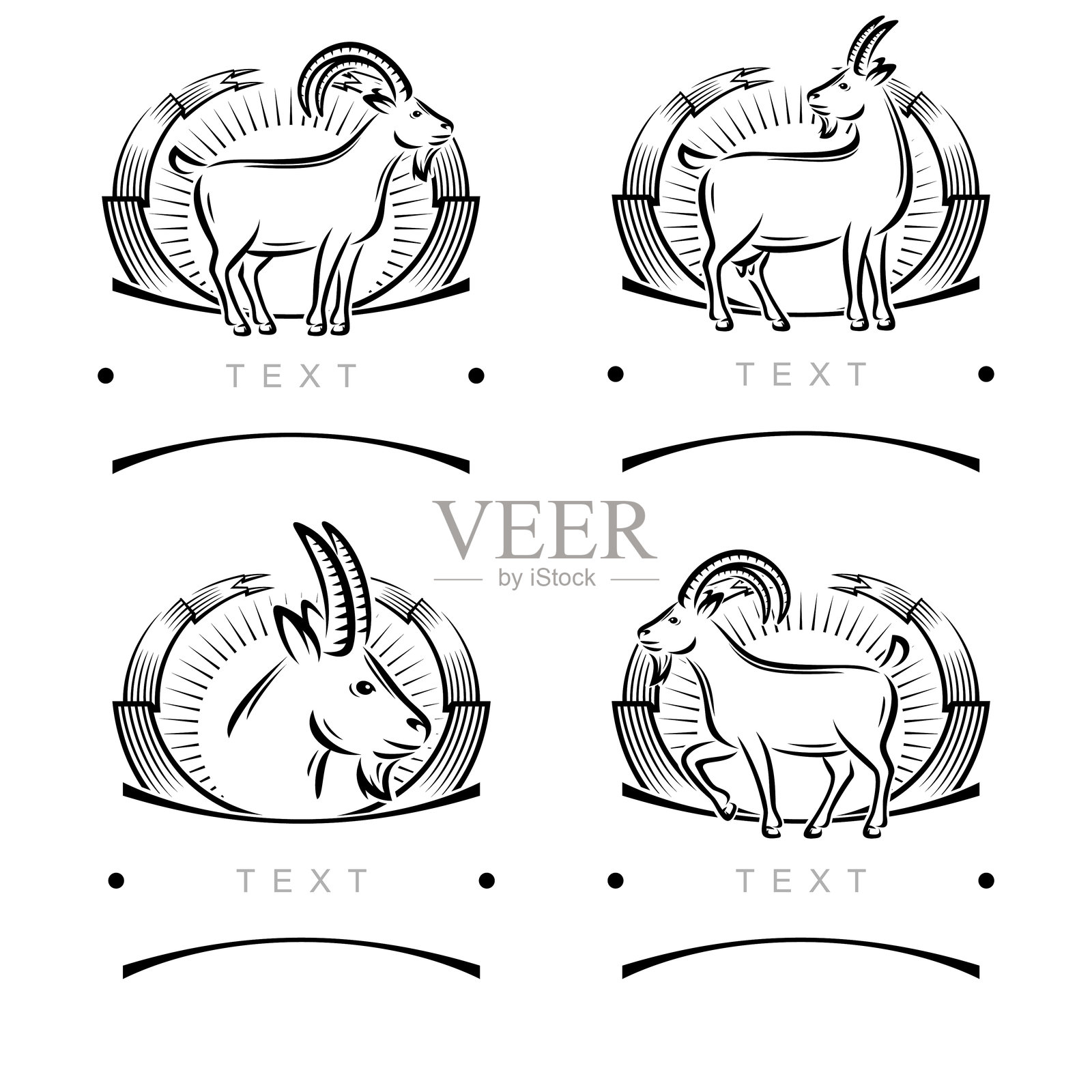 山羊标签和图标集插画图片素材