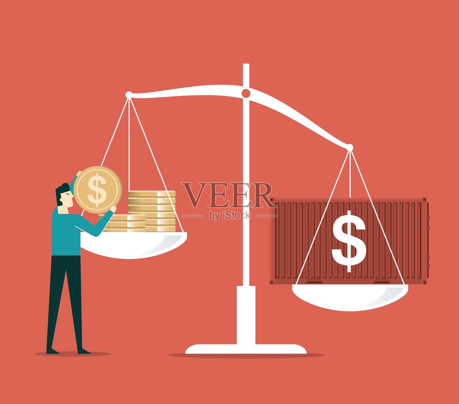 关税上升 - 天平插画图片素材