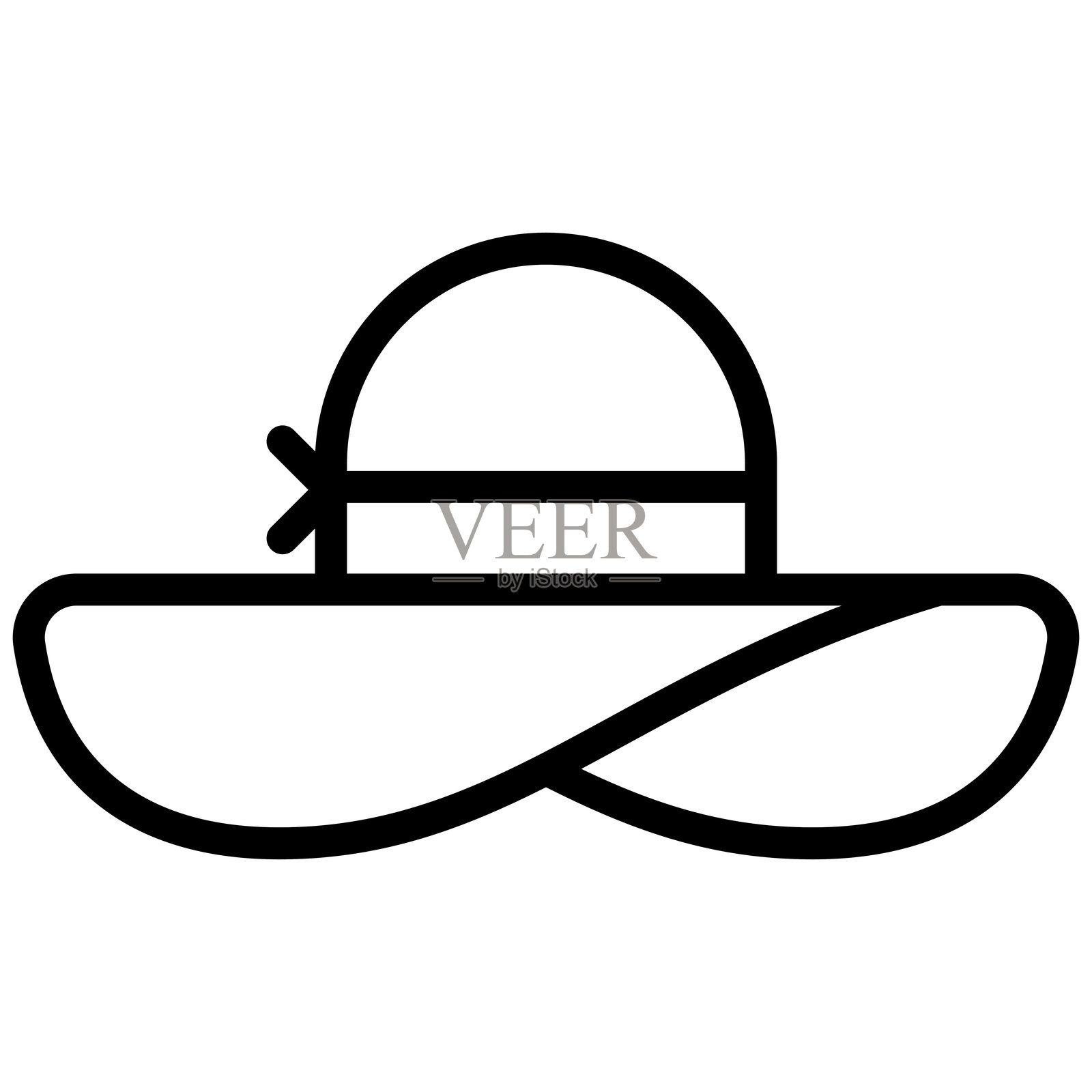 太阳帽图标,黑白轮廓图标符号插画图片素材