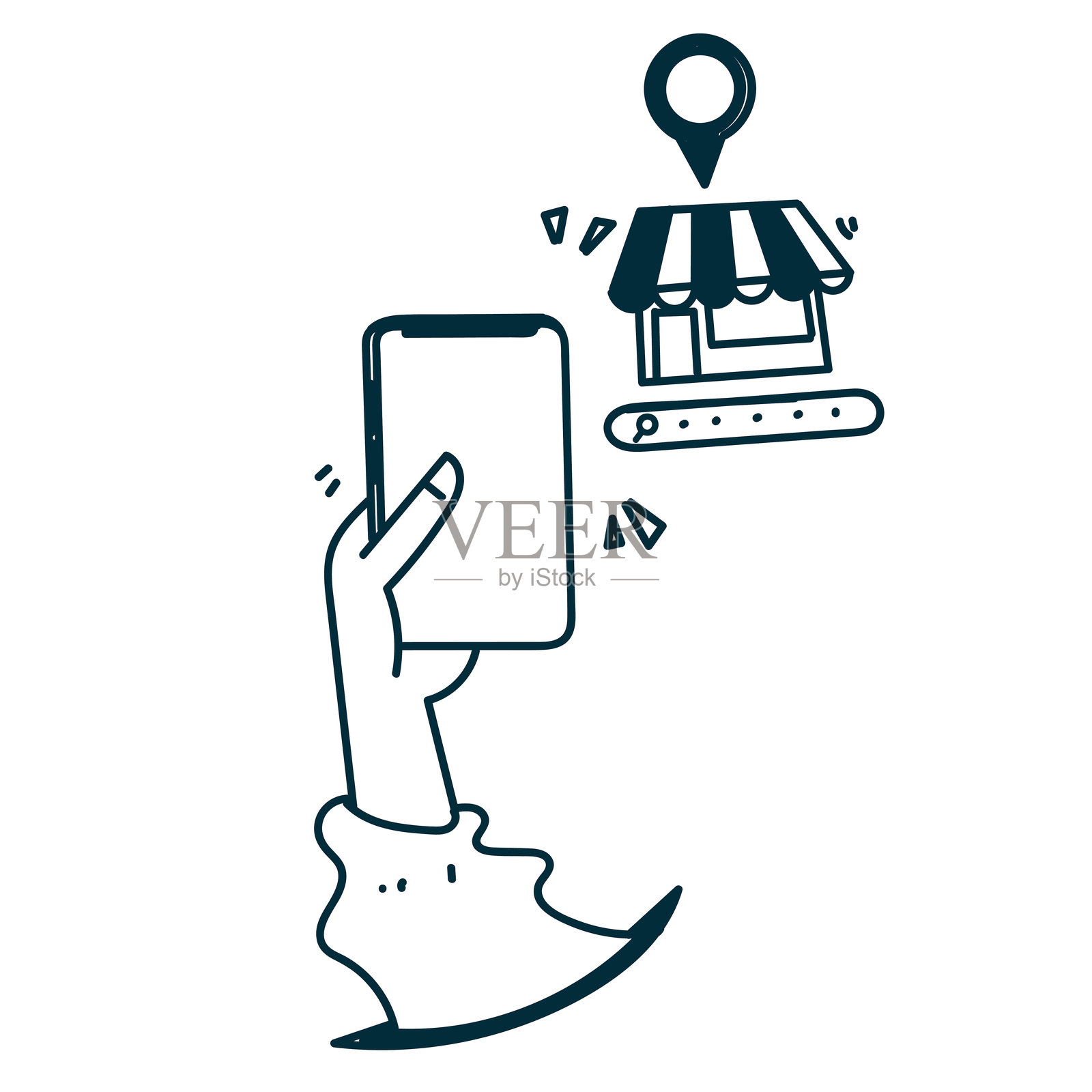 手机上的涂鸦商店位置插图插画图片素材