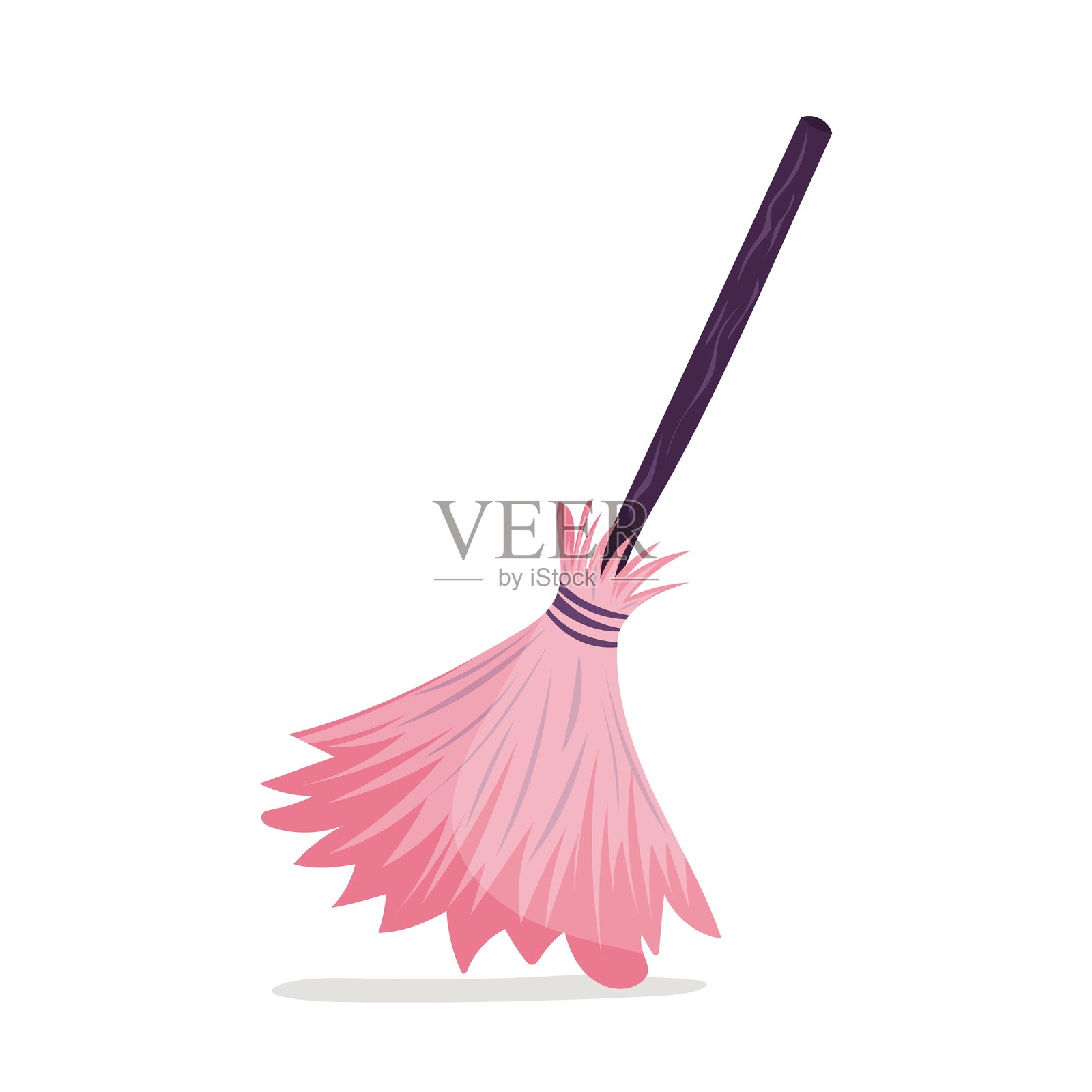 粉色女巫扫帚,适合万圣节使用插画图片素材