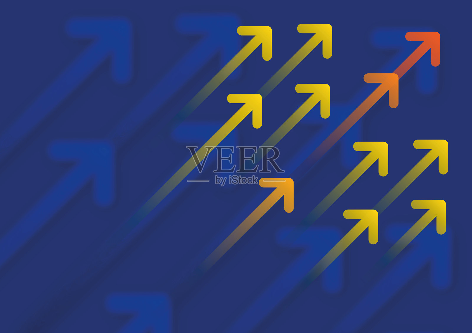 深蓝色背景上的黄色箭头标志插画图片素材