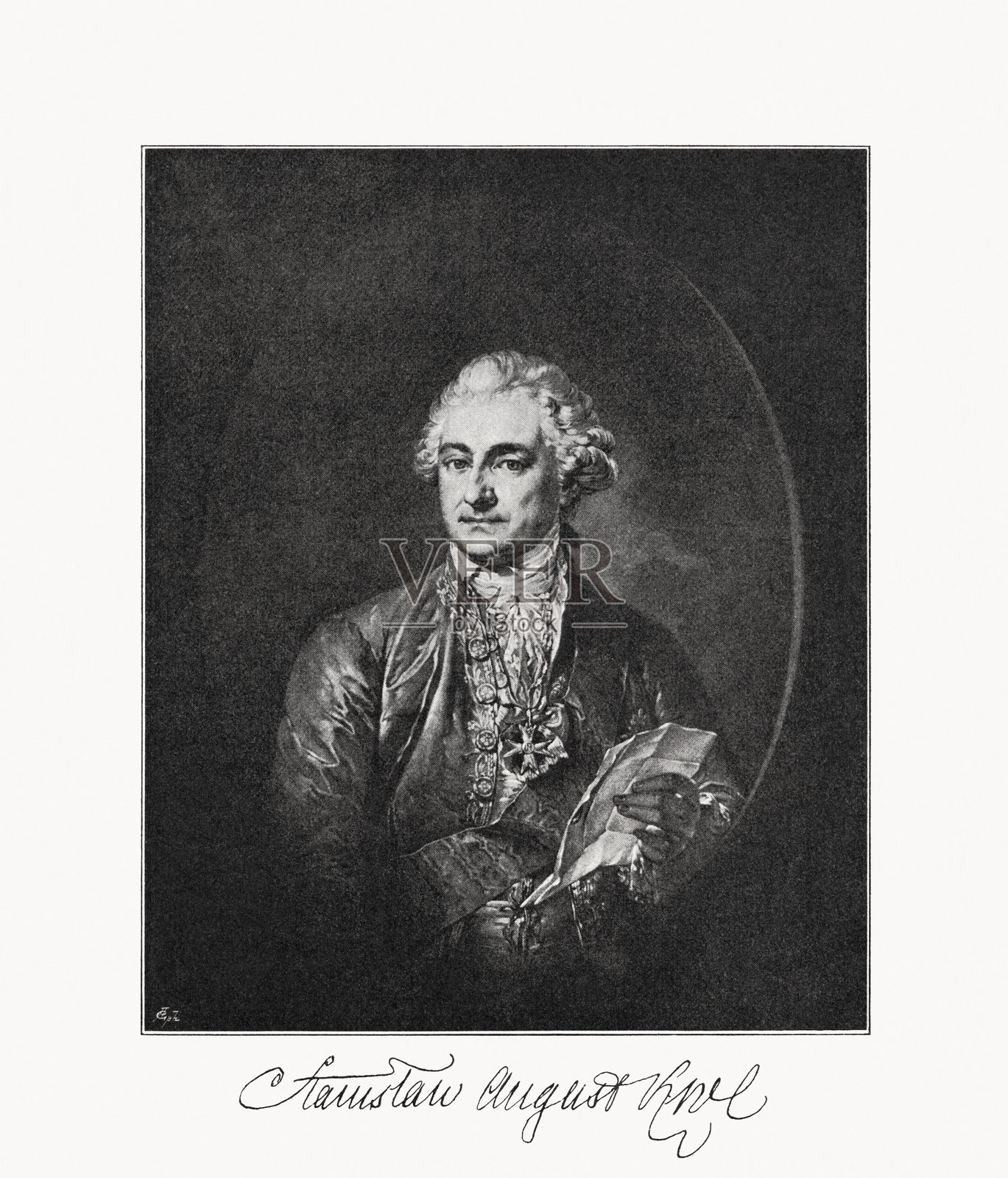 斯坦尼斯瓦夫二世·奥古斯特(1732–1798),波兰国王,半色调印刷,出版于1897年插画图片素材