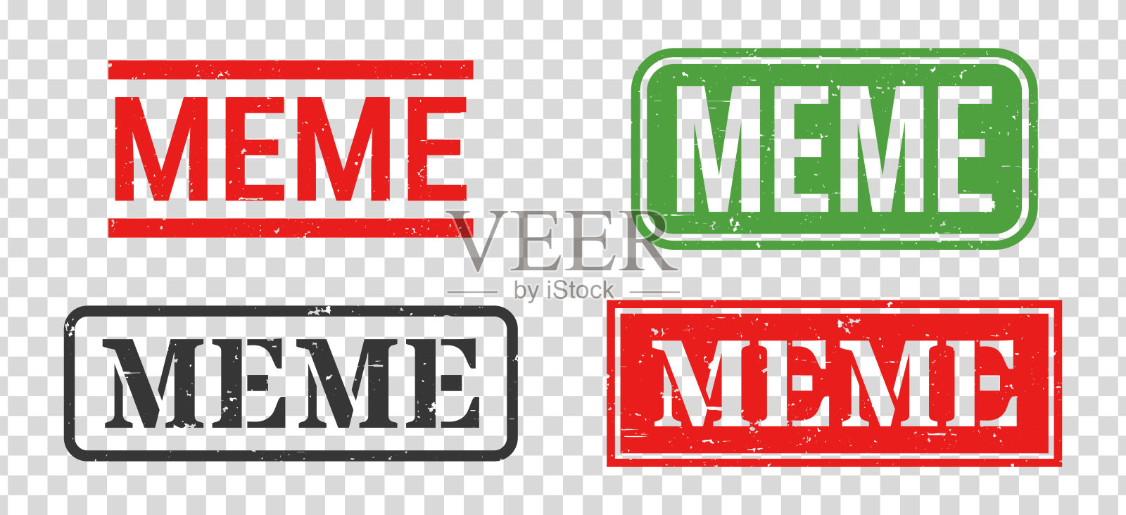 表情包 - 橡皮图章套装在空白背景上插画图片素材