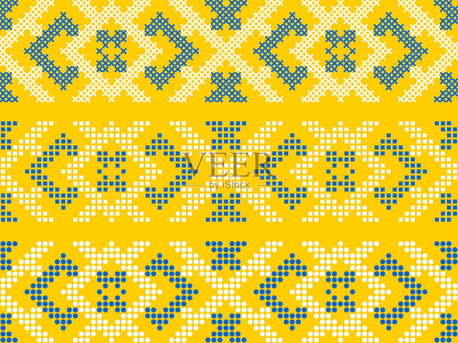 传统乌克兰刺绣图案,民族十字绣装饰插画图片素材