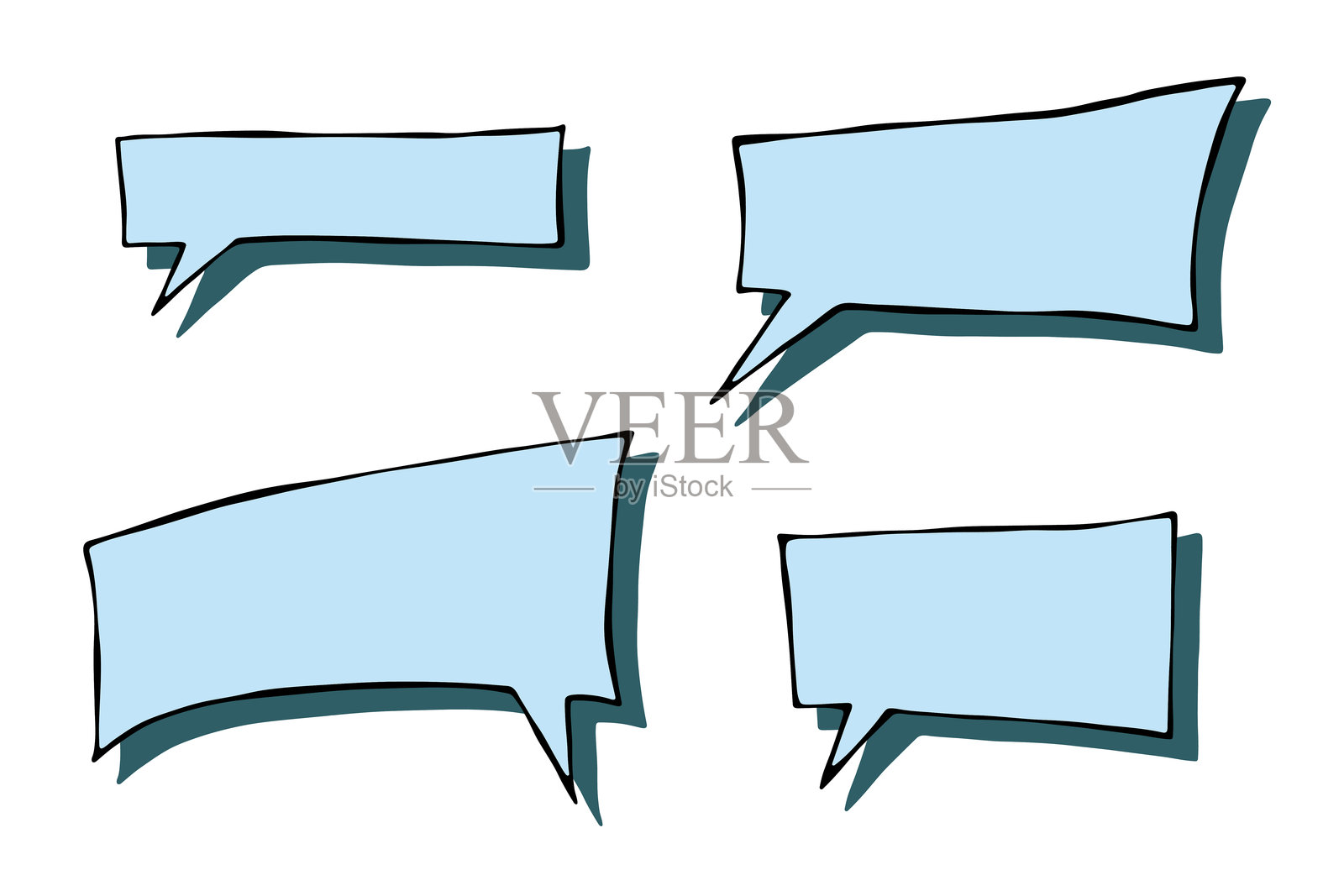 手绘对话框空白消息框文本框,适用于横幅、价格标签、贴纸和设计插画图片素材