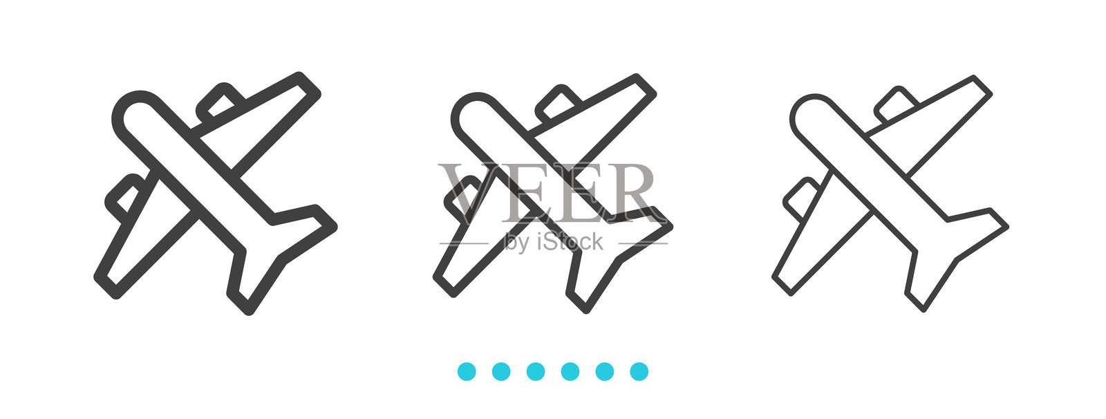 飞机图标。细线图标矢量插画图片素材