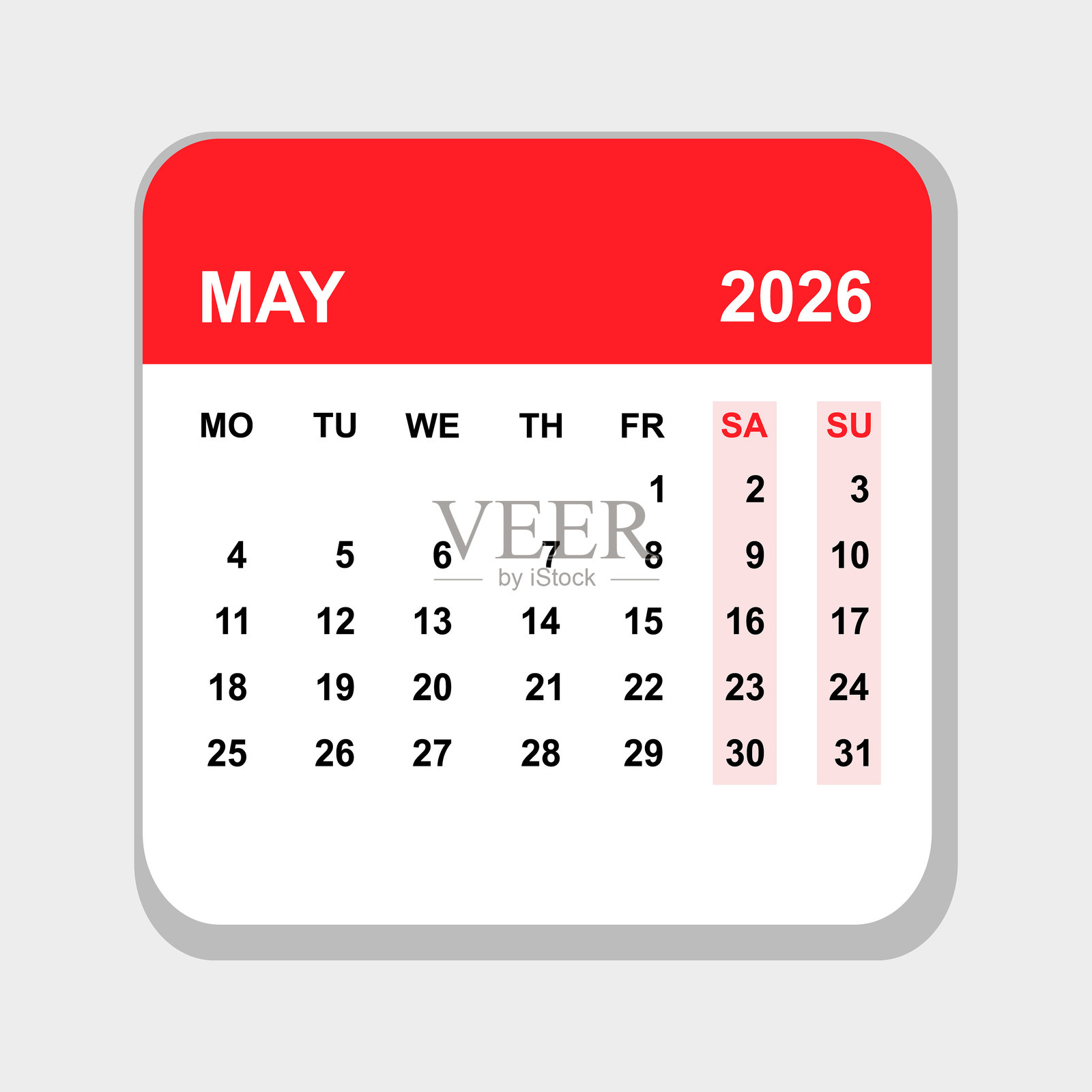 2026年5月日历模板插画图片素材