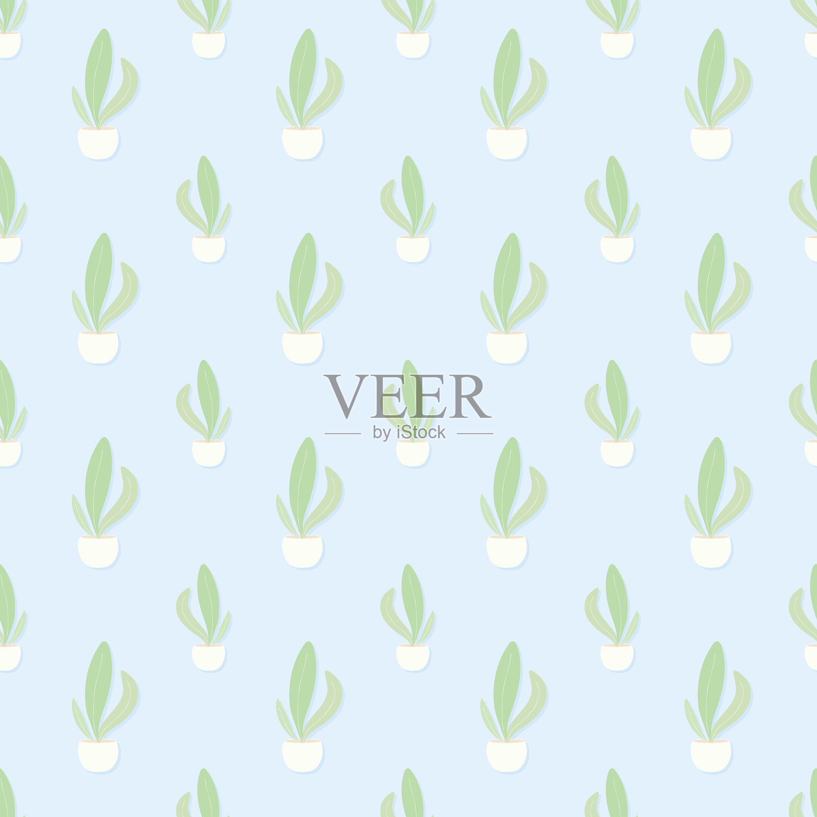 可爱的粉彩植物无缝图案与粉彩背景插画图片素材