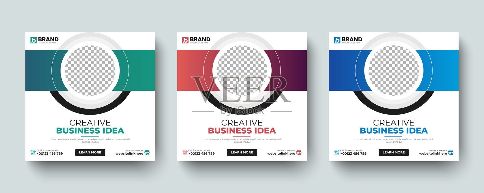 创意简约的方形社交媒体帖子或网页横幅广告模板。专业设计用于在线业务推广,在线横幅、广告、数字帖子设计。插画图片素材