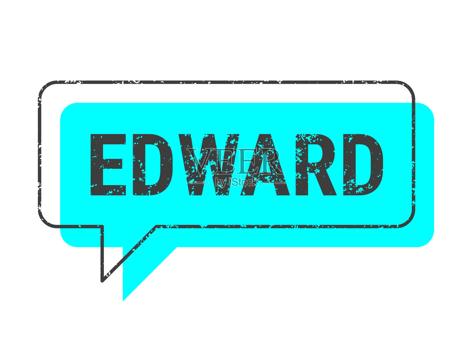 爱德华 - 男性名字 - 蓝色磨损的对话气泡在空白背景上插画图片素材