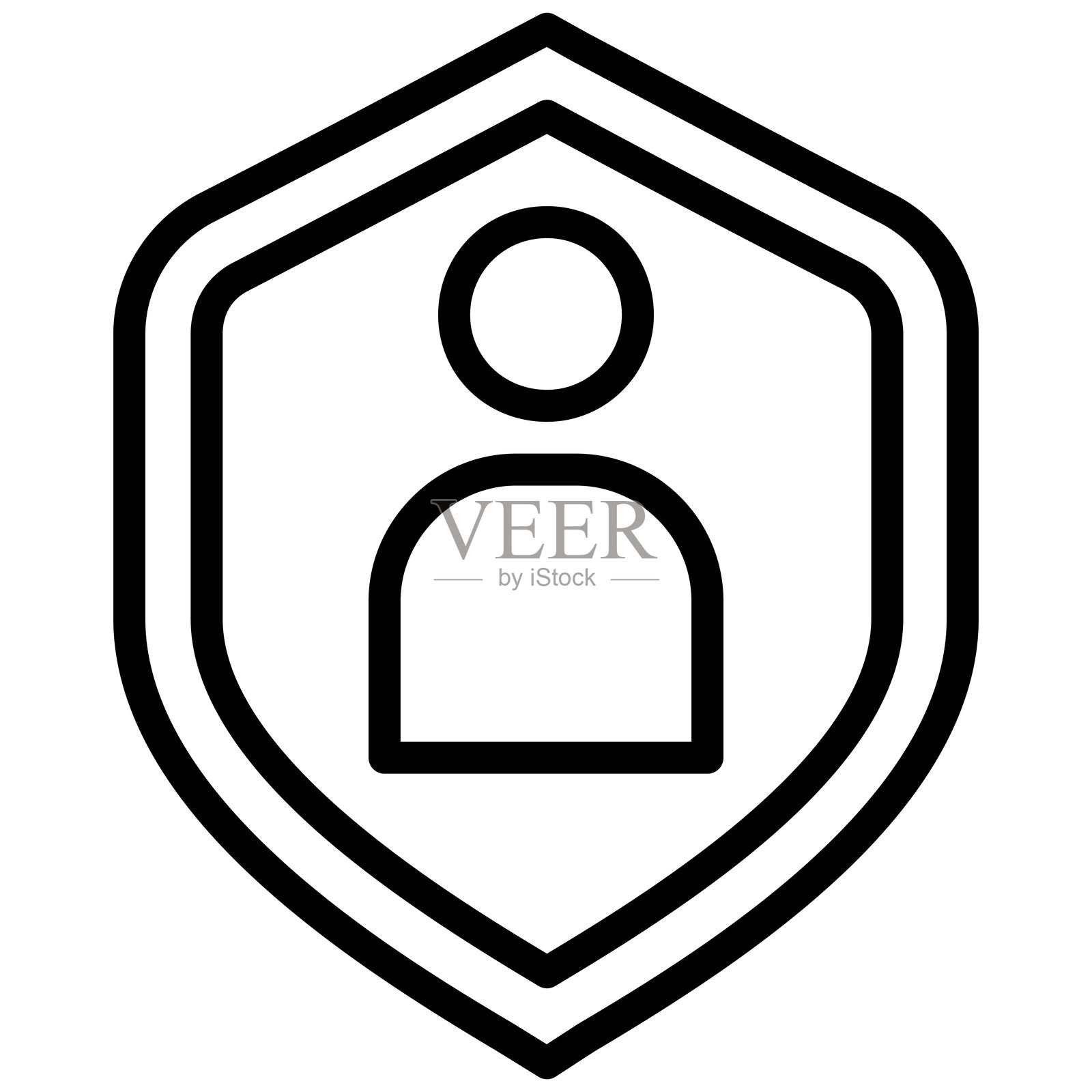 盾牌图标,黑白轮廓图标符号插画图片素材