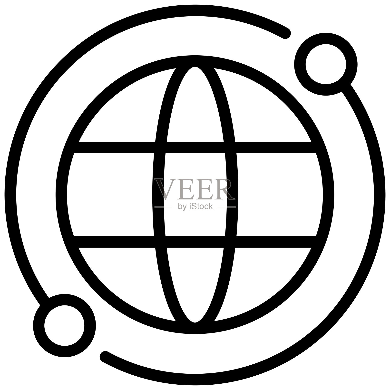 世界图标,黑白轮廓图标符号插画图片素材