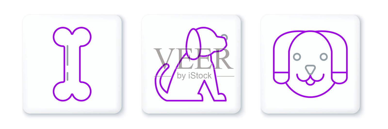 狗、骨头和图标的线条设计。矢量图。插画图片素材