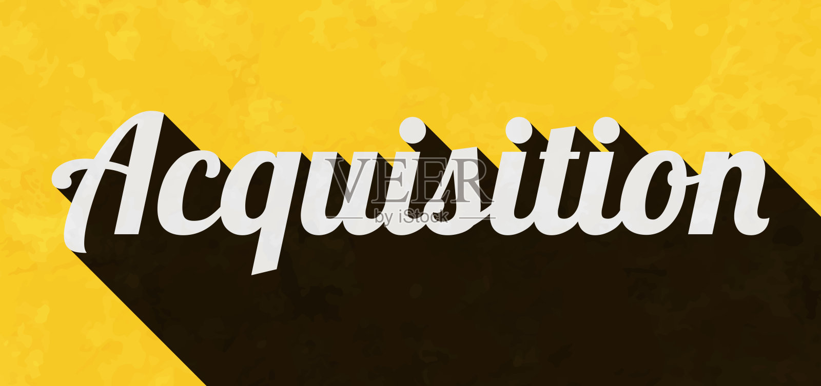 收购 - 带有长阴影的文字在纹理黄色背景上插画图片素材