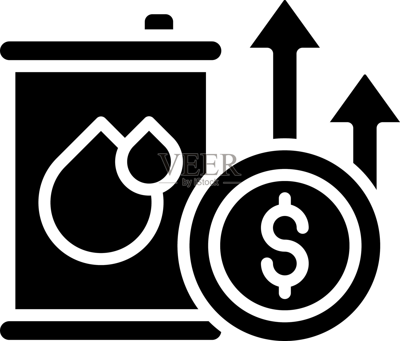 全球市场中,油价上涨的图标象征着能源行业的有利投资。插画图片素材