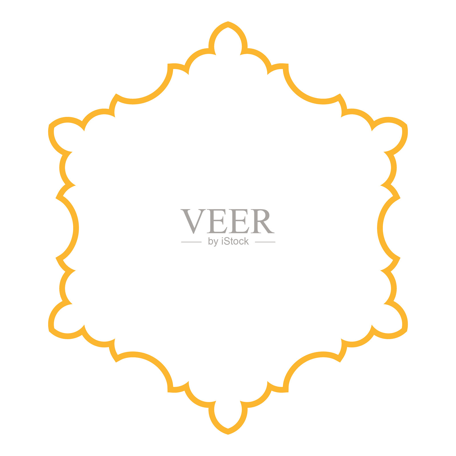 华丽的金色六边形框边设计插画图片素材