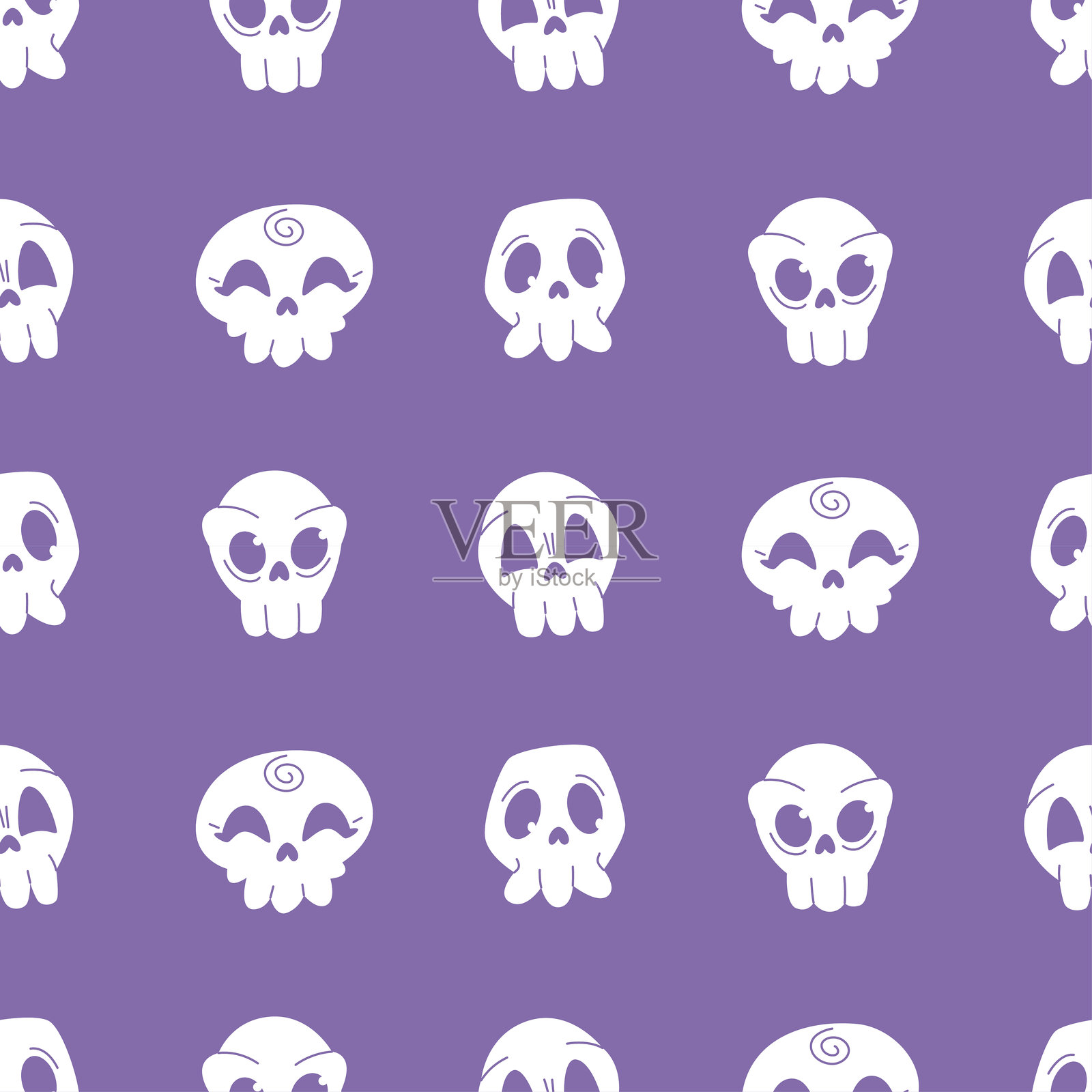 无缝万圣节骷髅图案,恐怖的矢量背景插画图片素材