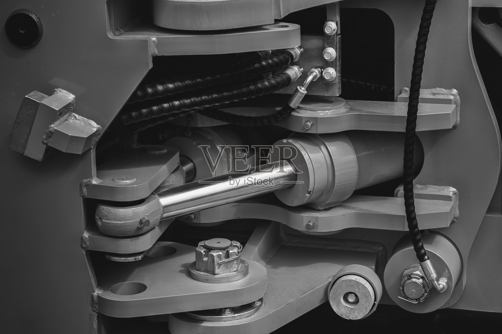 强大的工业液压驱动,黑暗的工业概念背景照片摄影图片