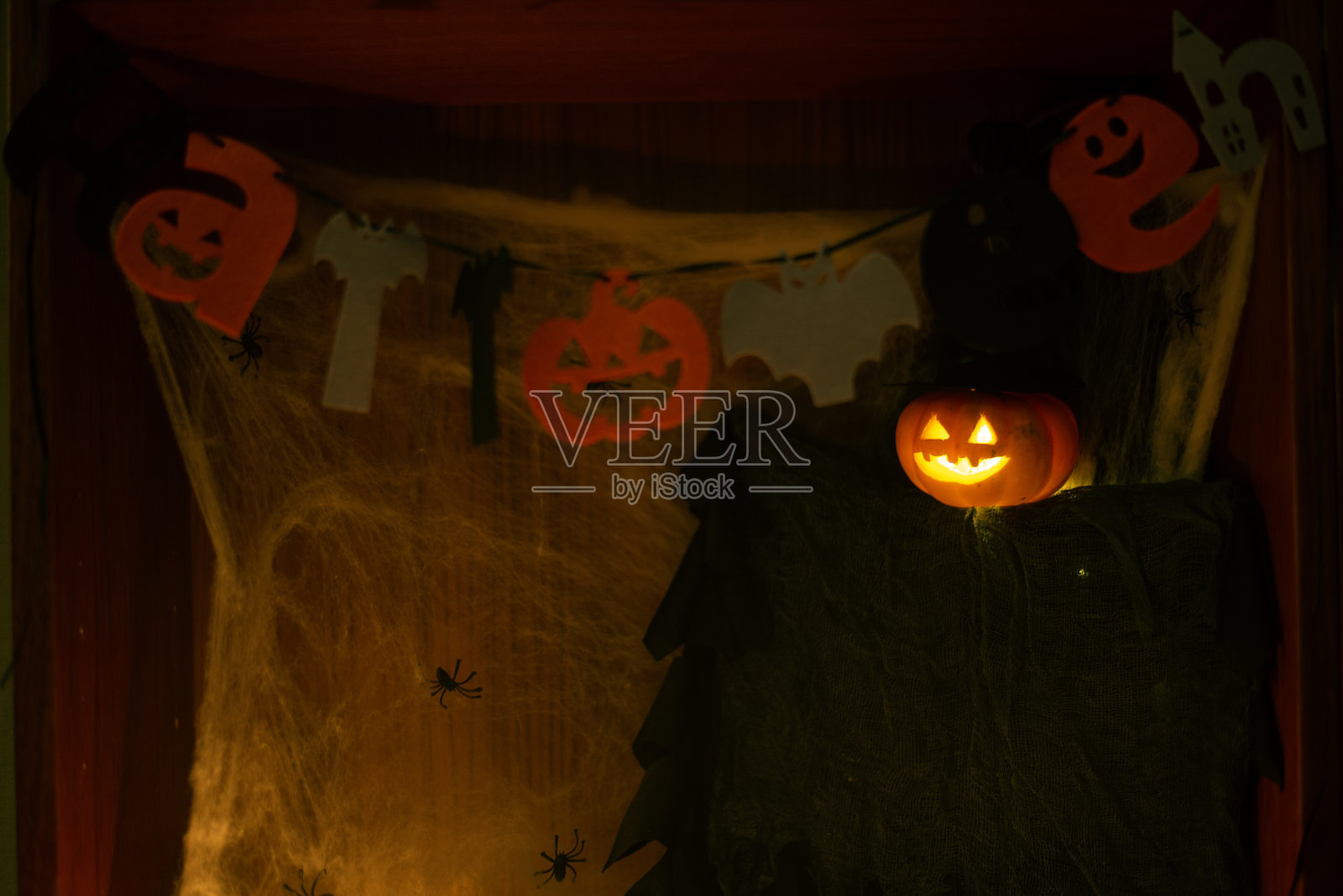 万圣节的南瓜灯装饰照片摄影图片