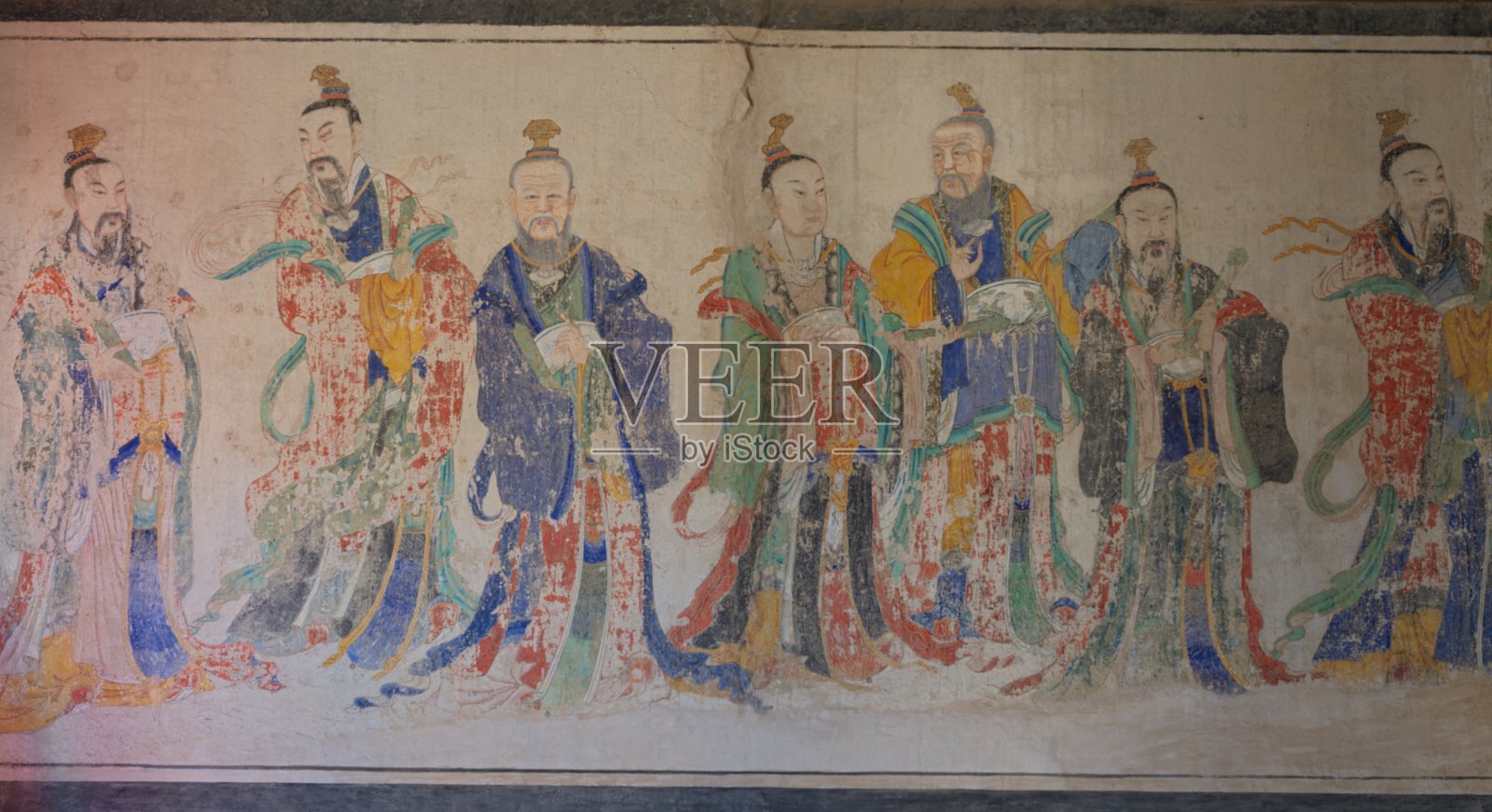 中国河北省余县真武庙的壁画照片摄影图片