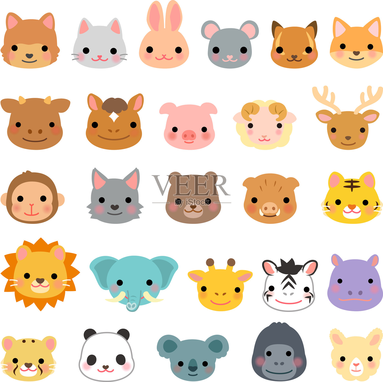 动物角色面孔插画图片素材