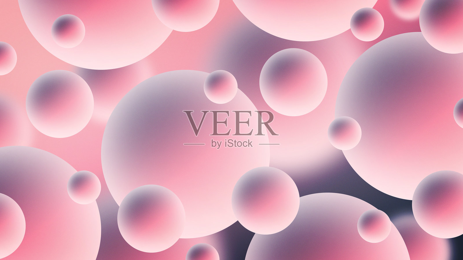 抽象的3D气泡背景 - 柔和色彩渐变与漂浮的球体插画图片素材