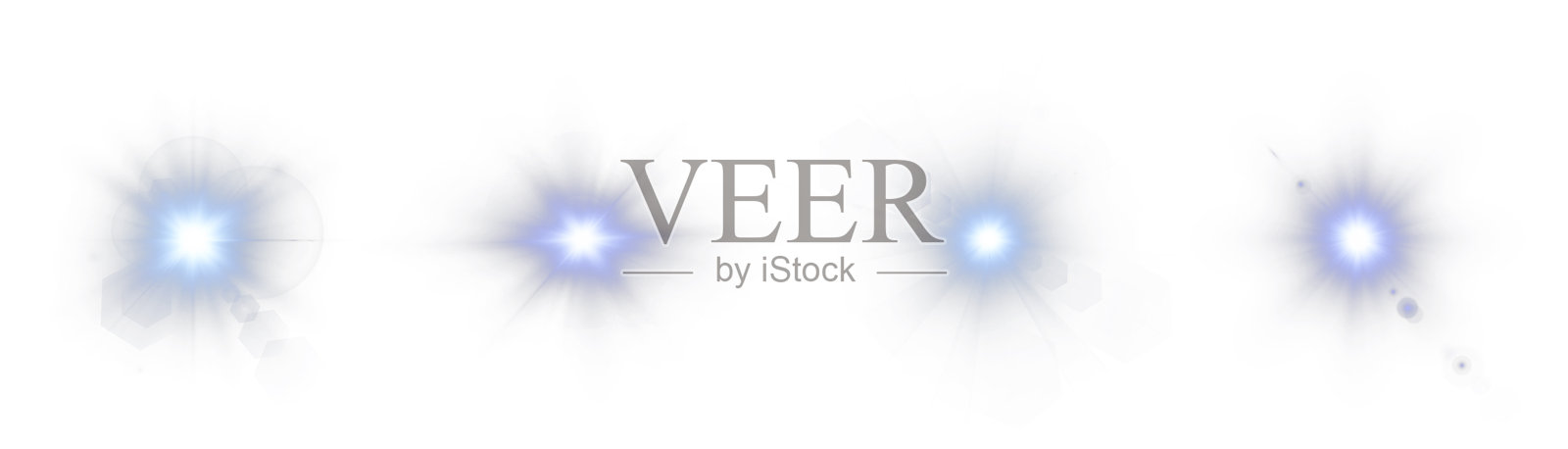 蓝色发光的阳光射线和明亮的阳光光晕,背景为黑色透明,闪耀的星光效果。插画图片素材