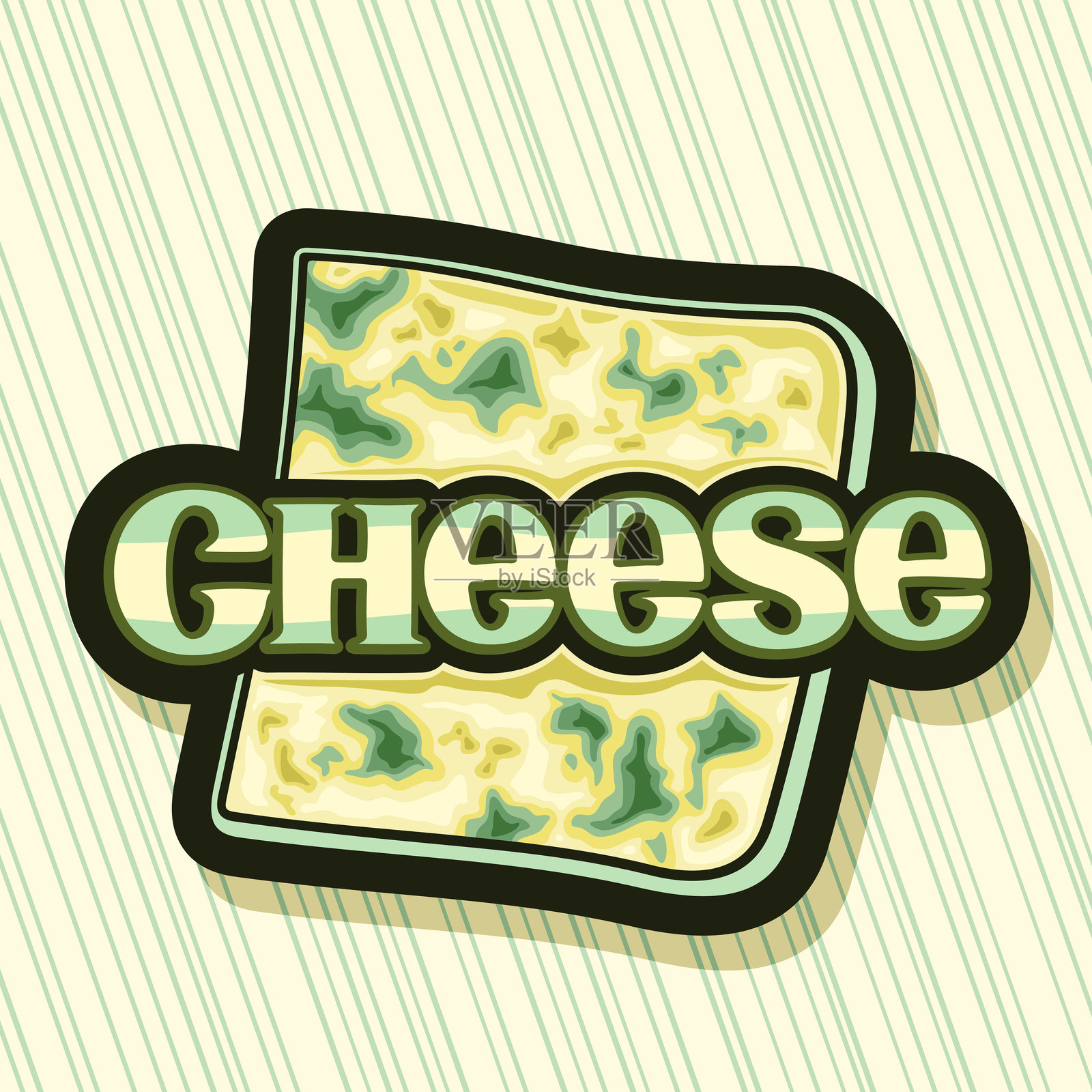 蓝纹奶酪的矢量标志插画图片素材