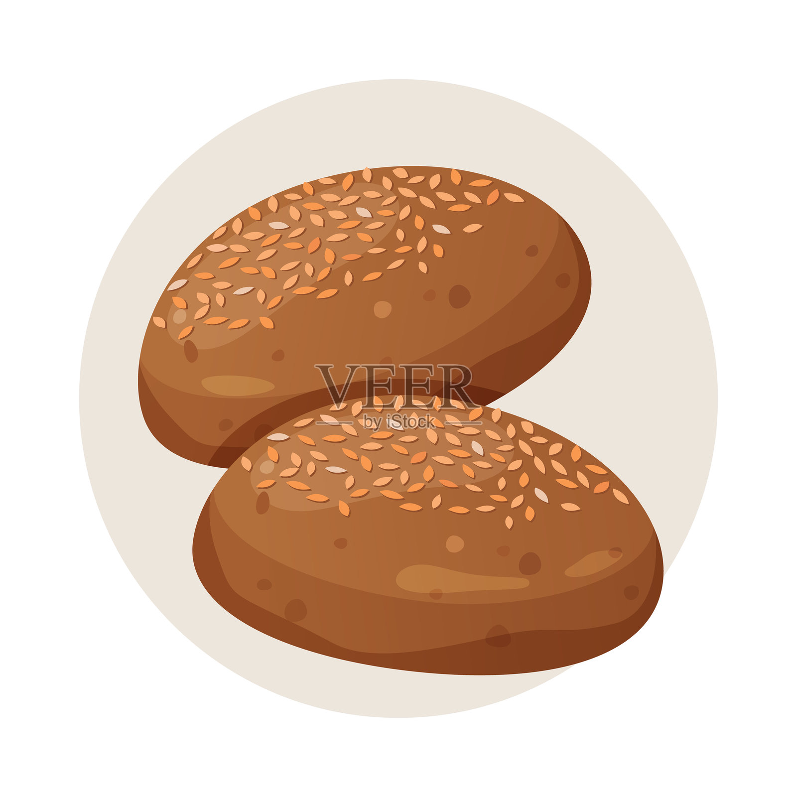 新鲜美味的自制全麦面包卷插画图片素材