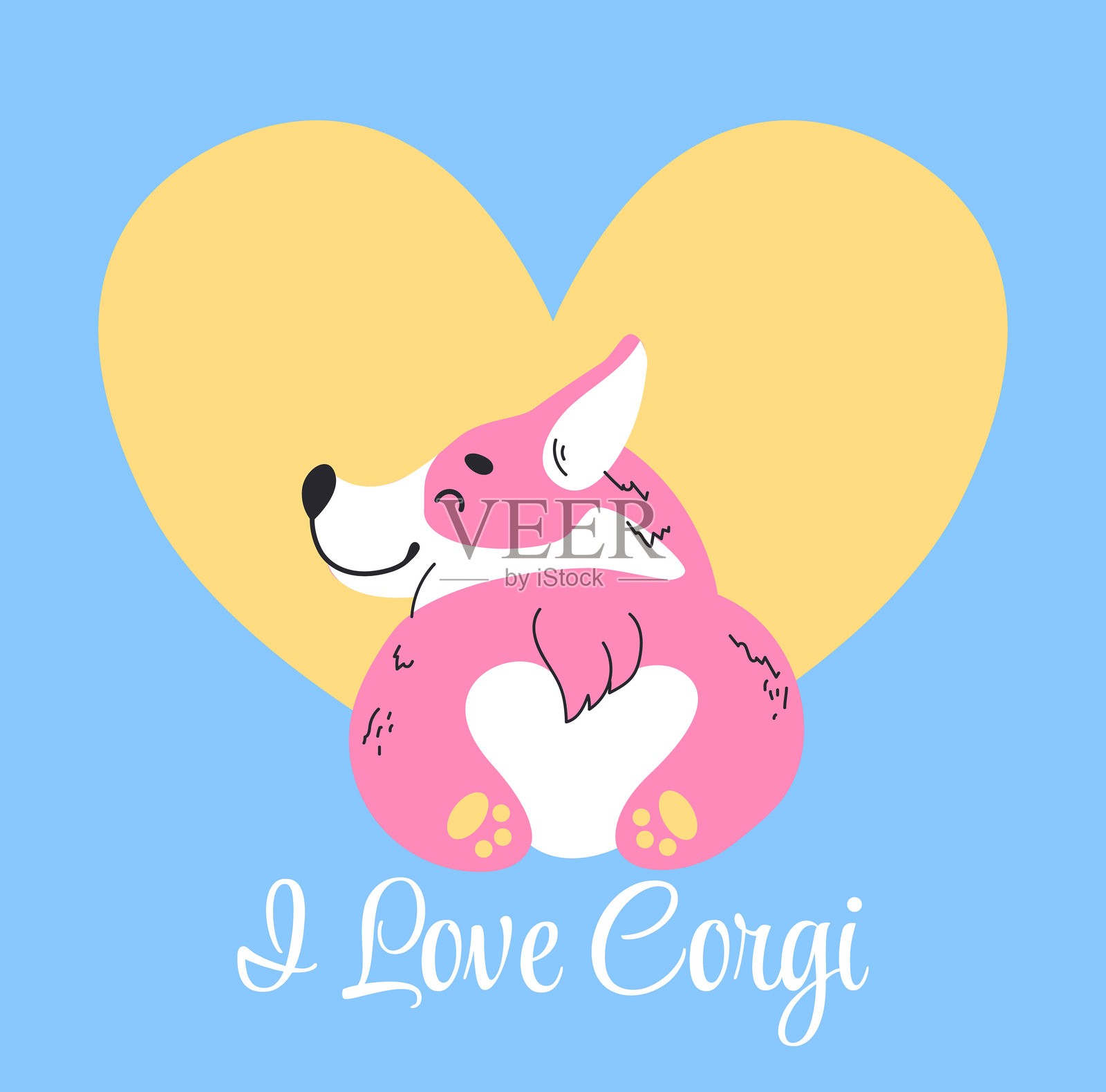 我喜欢柯基的概念。矢量图形设计插图元素插画图片素材