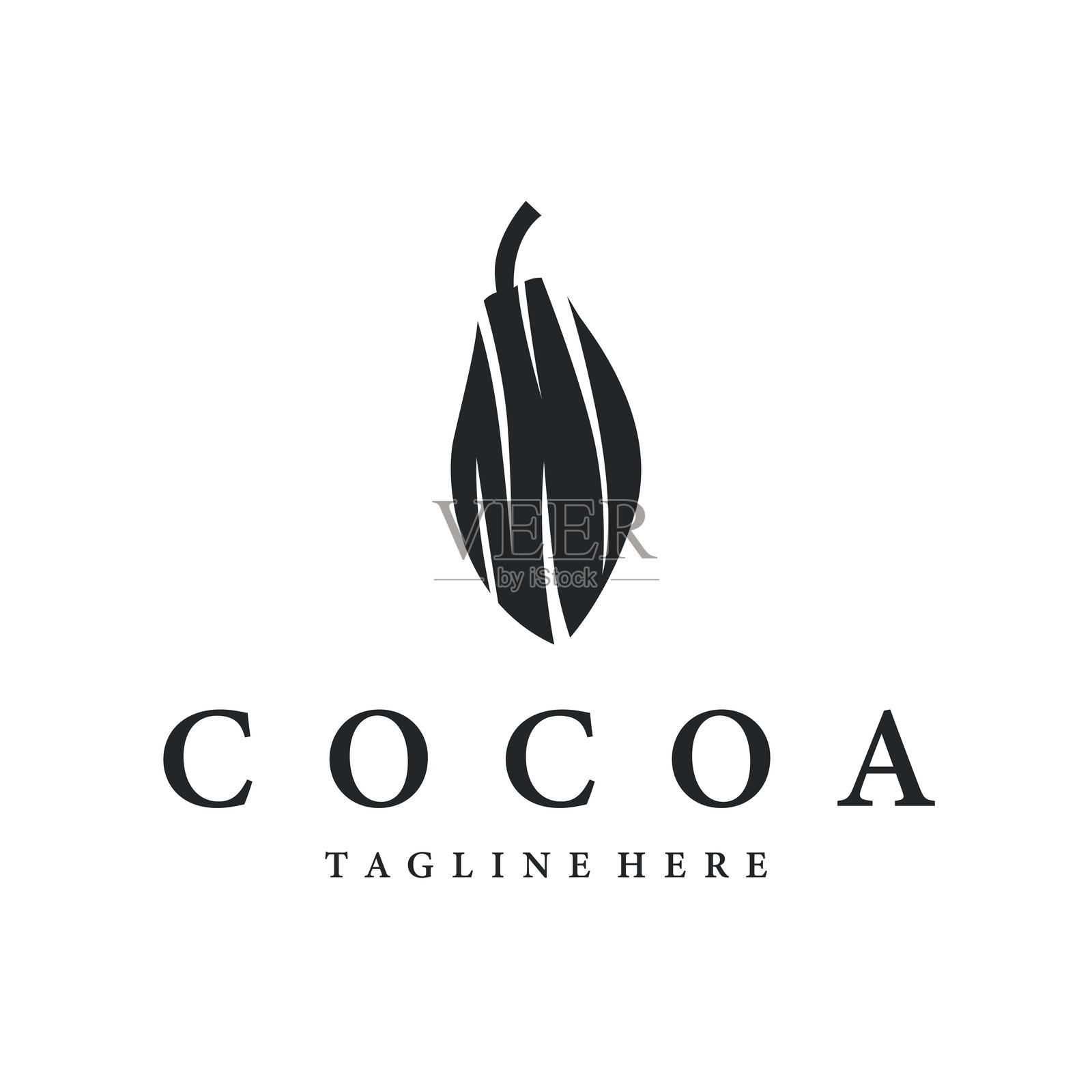 可可豆标志设计概念,水果巧克力饮料轮廓及种植园符号插图图标模板矢量设计插画图片素材