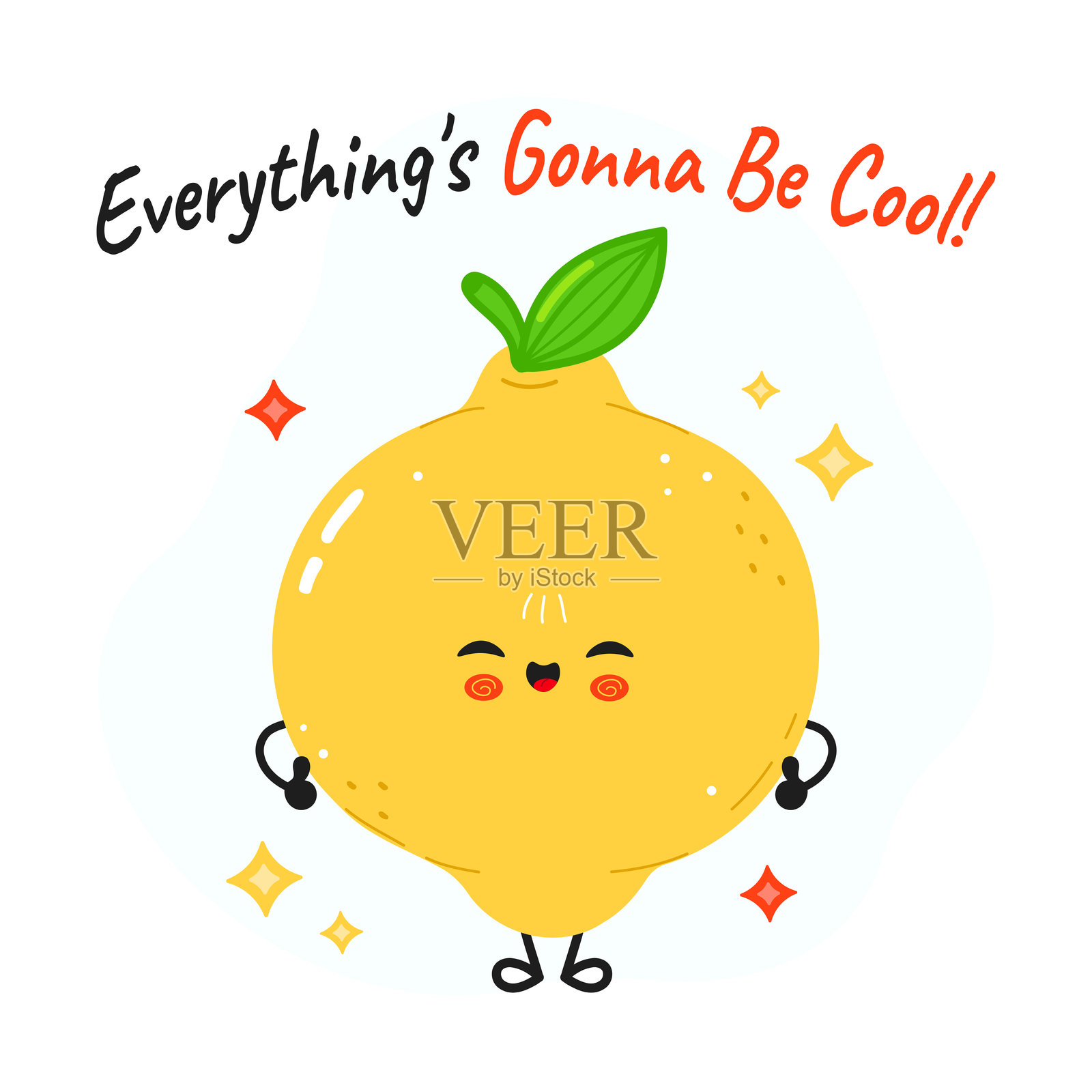 快乐的柠檬角色传递积极的信息插画图片素材