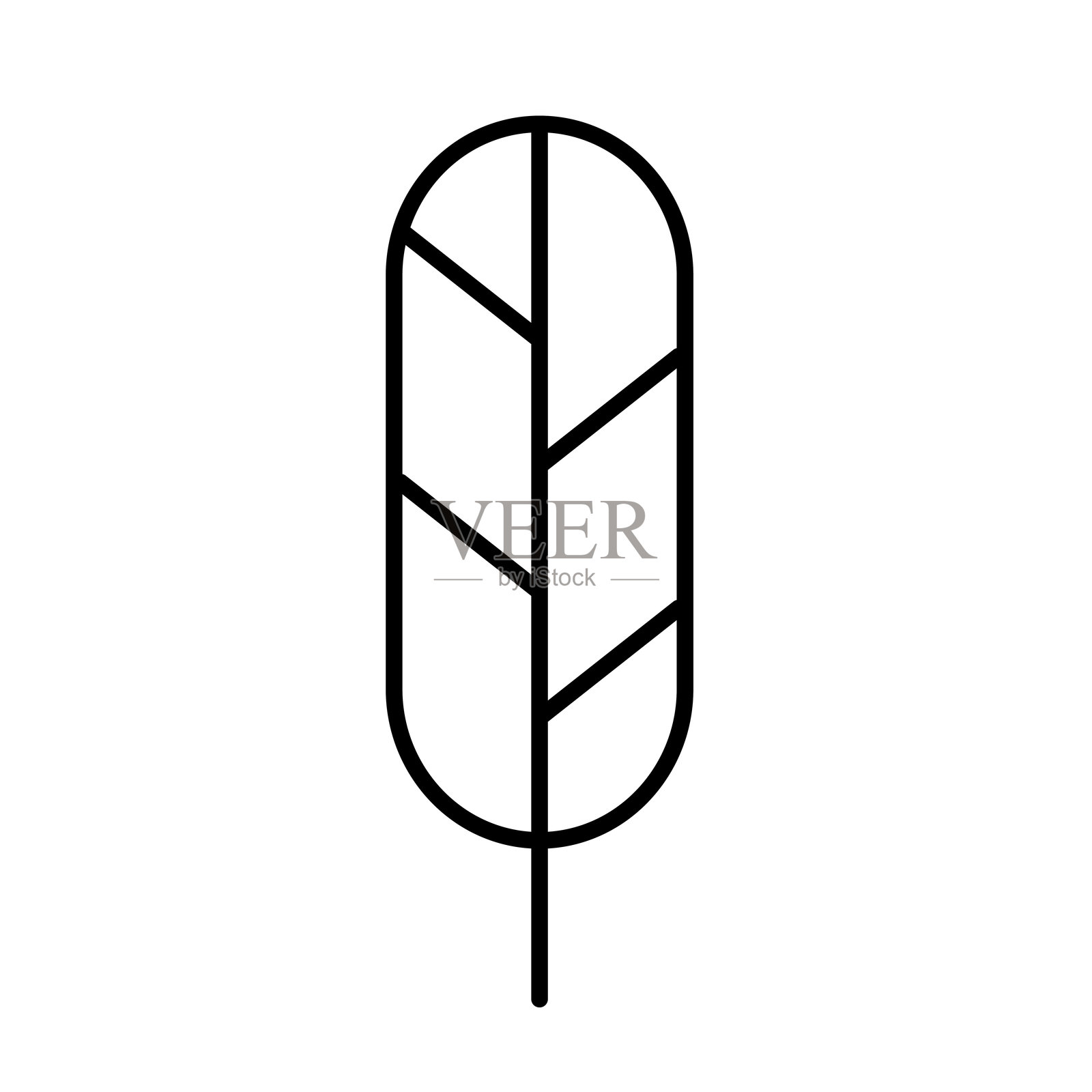 细线条风格的树叶图标矢量图插画图片素材