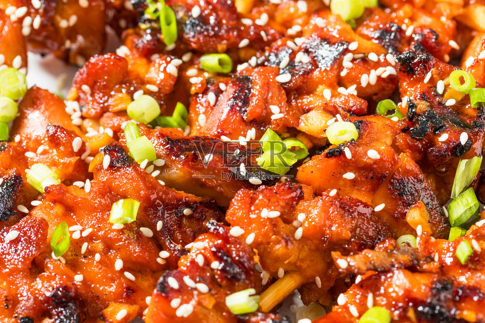 自制韩国辣椒酱鸡肉串照片摄影图片