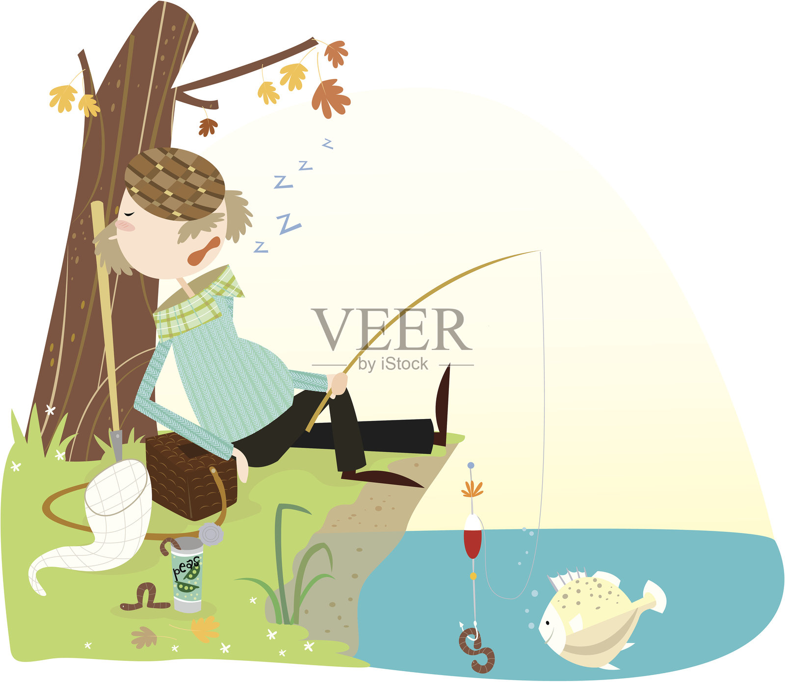 懒惰的下午钓鱼设计元素图片