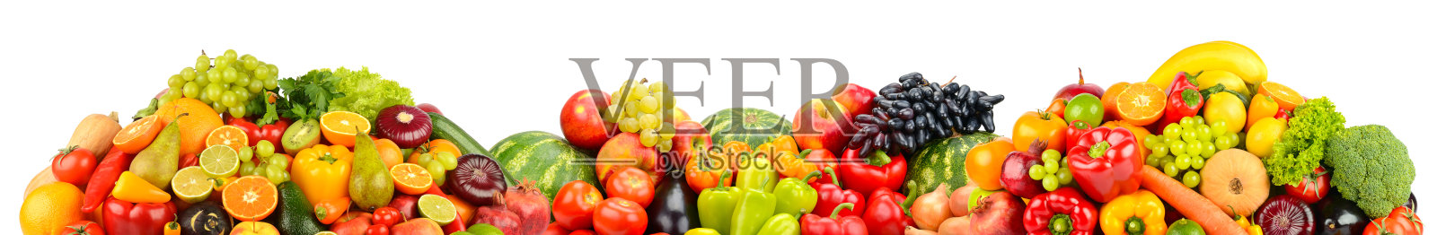 丰富的新鲜农产品集合,营造出明亮而生动的食品横幅。照片摄影图片