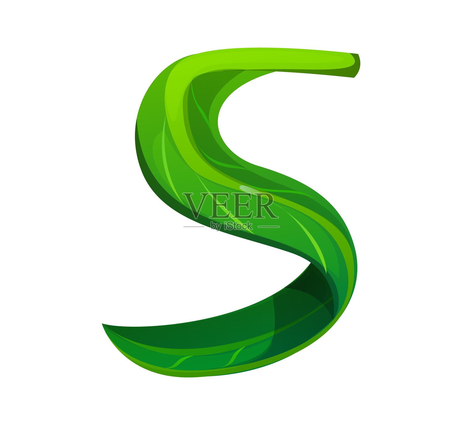 树叶绿色字体,自然排版数字5插画图片素材