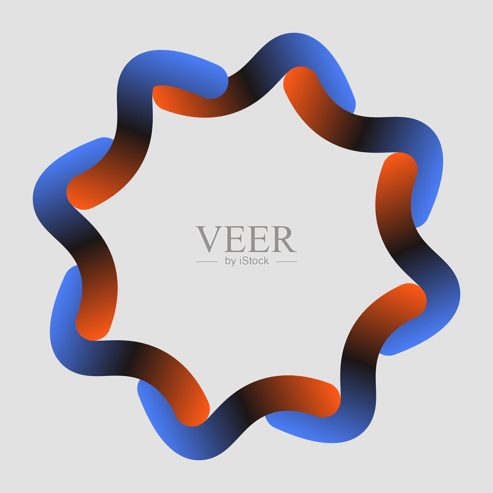 渐变波浪花朵圆形符号图案标签框架插画图片素材