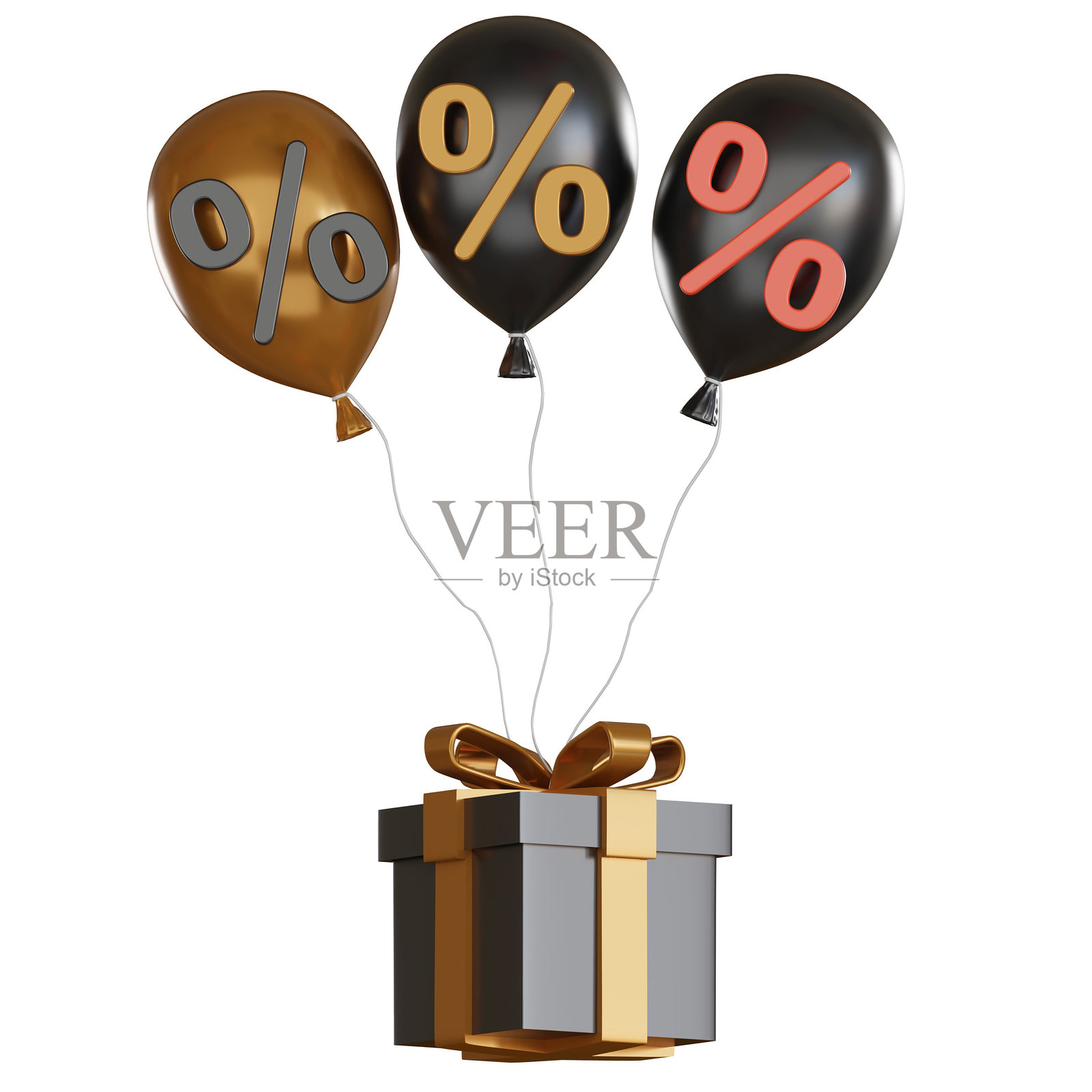 黑色星期五 3D 图标 礼品盒 气球 特卖 欢乐照片摄影图片