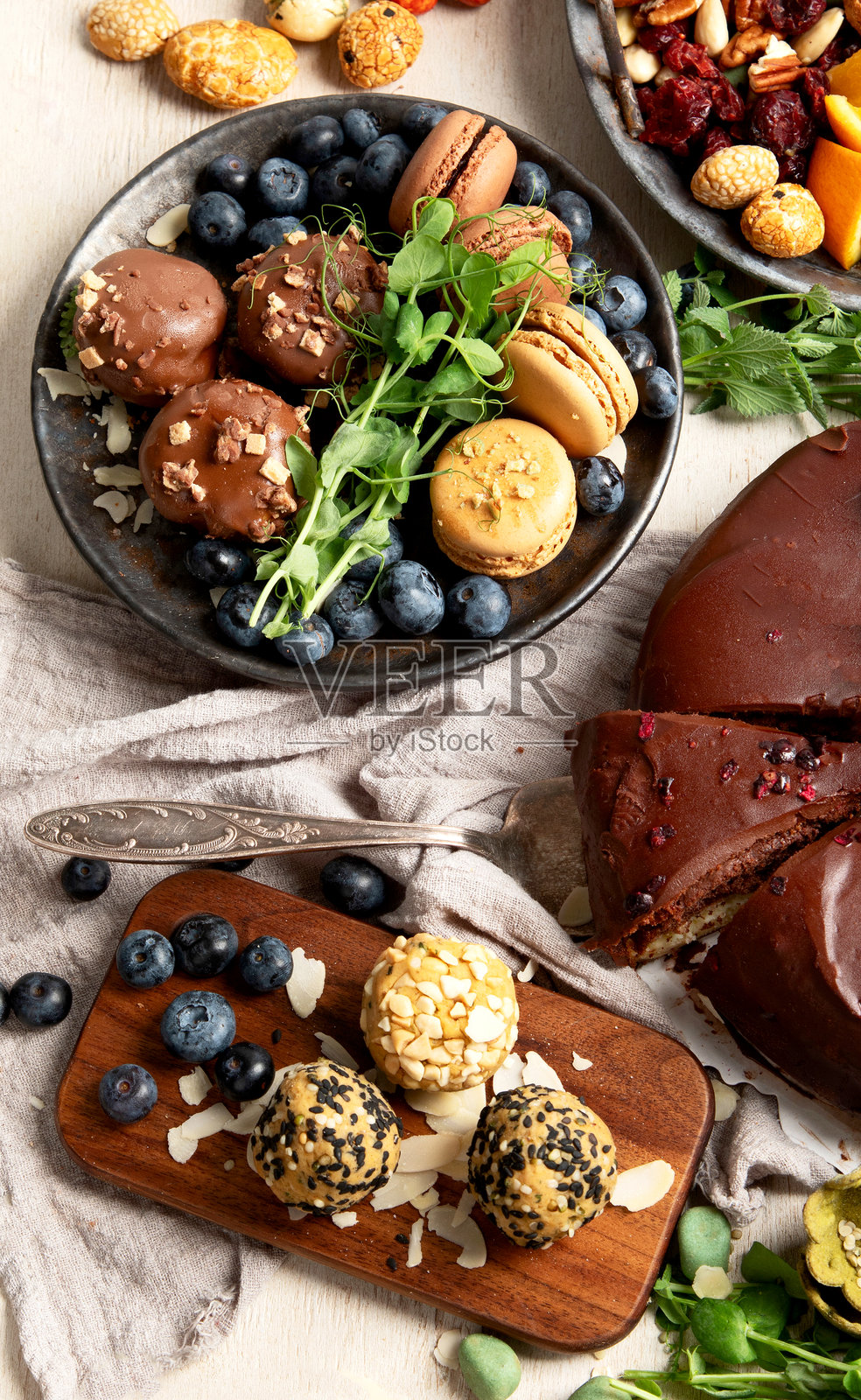 健康甜点。纯素无麸质糕点。照片摄影图片