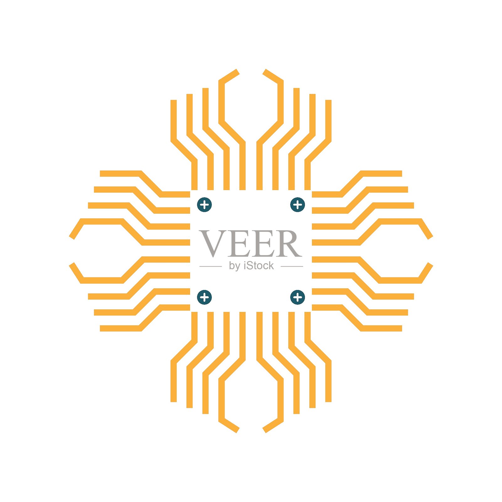 现代微芯片和电路图标插画图片素材