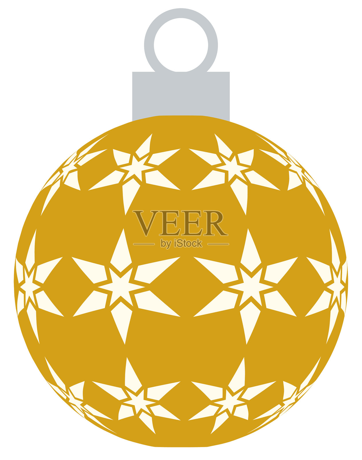 圣诞装饰品 - 1 - 格子 - 星星 - 金色插画图片素材