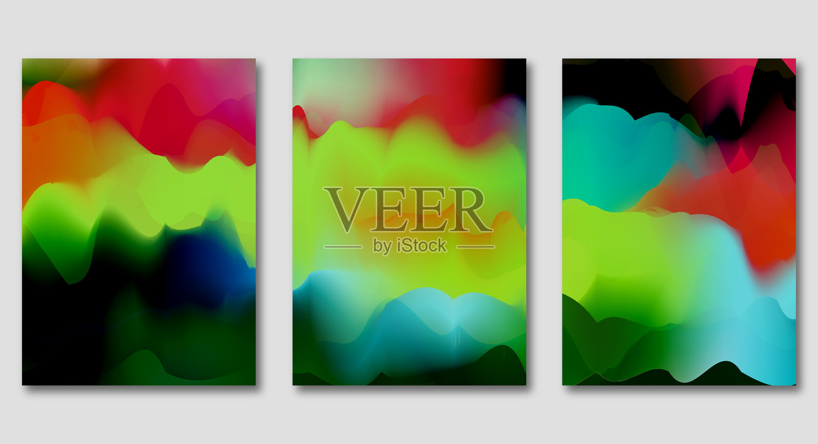 时尚的宣传册模板布局渐变水彩风景封面背景插画图片素材