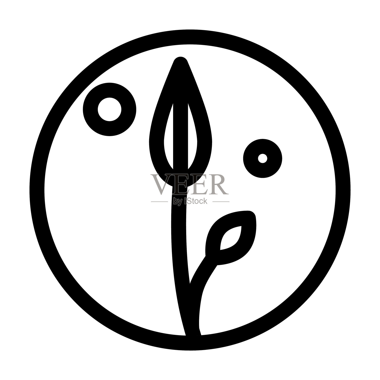 黑白简约植物花叶图案符号标志插画图片素材