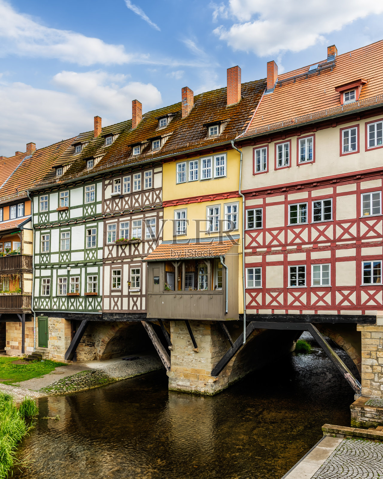德国优雅城市埃尔福特老城的克雷默桥美丽景观照片摄影图片