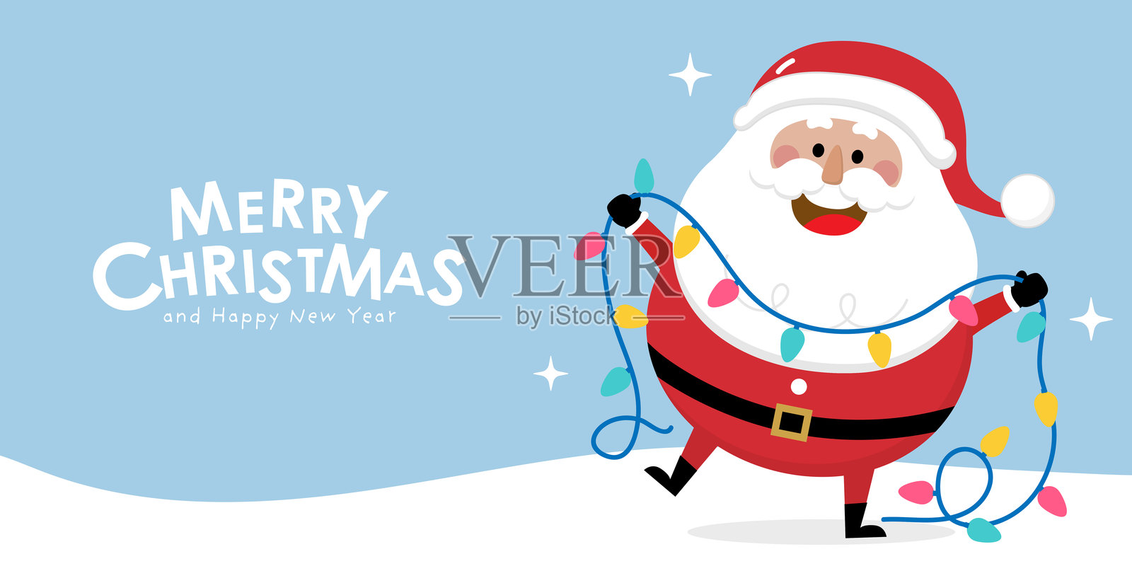 2026年圣诞快乐和新年快乐贺卡,配有可爱的圣诞老人系列。假日卡通角色集合。-矢量插画图片素材